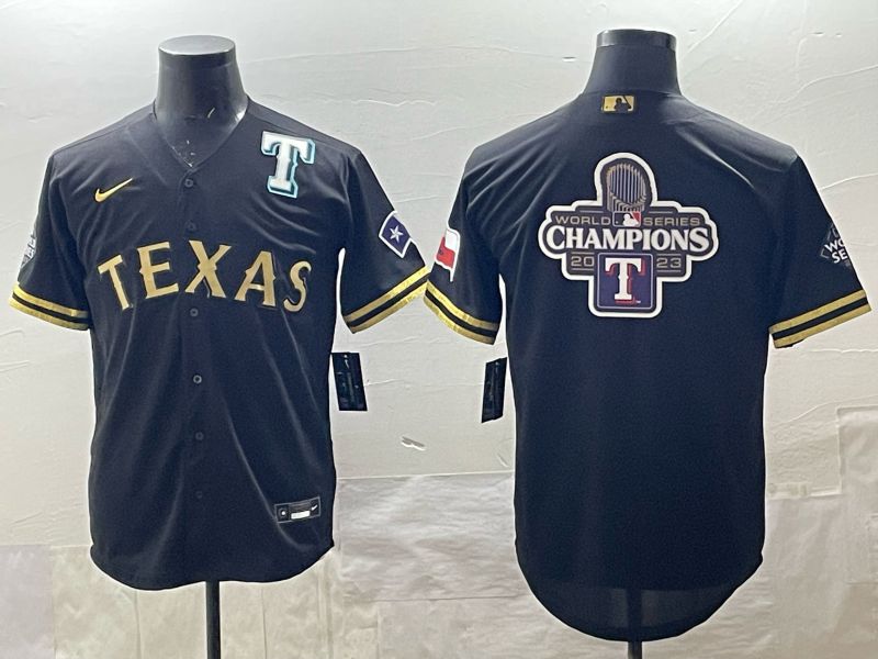 Men 2025 Texas Rangers Blank Black Game Nike MLB Jersey style 011